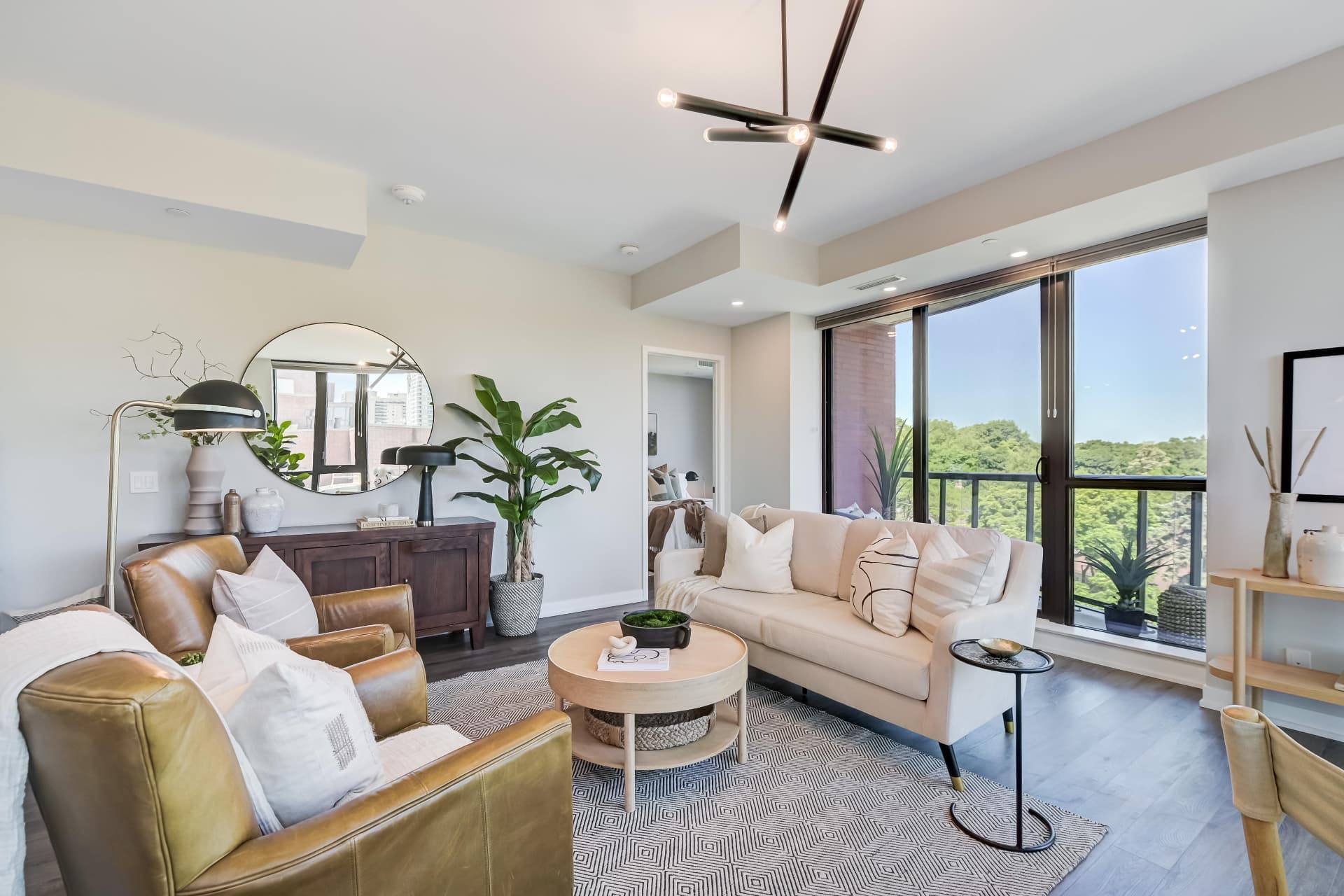 Seating area with walkout to the private balcony